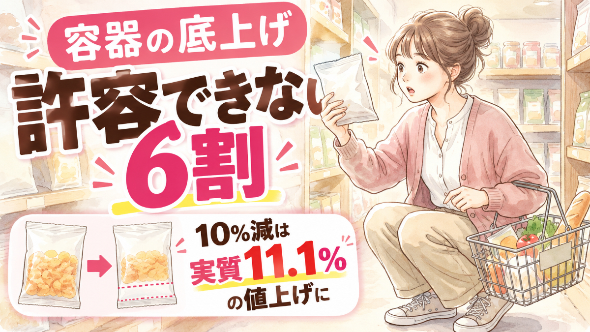 ステルス値上げ2026を買い物かごで確かめる水彩イラスト