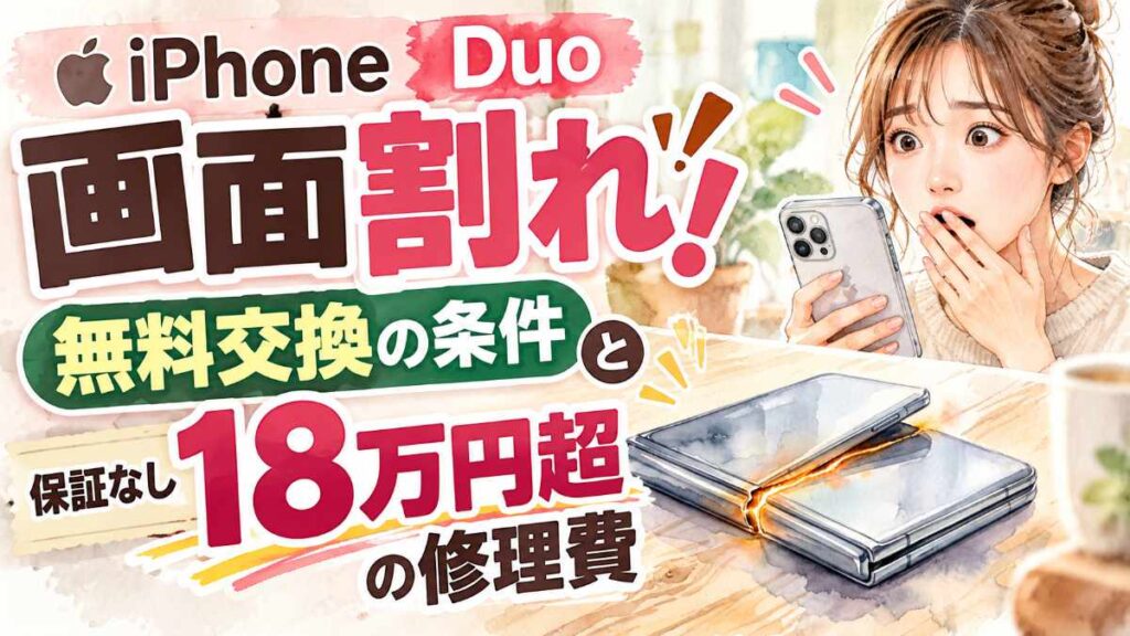 iPhone Duo 画面割れの原因や無料交換の条件を調べる人のイメージ
