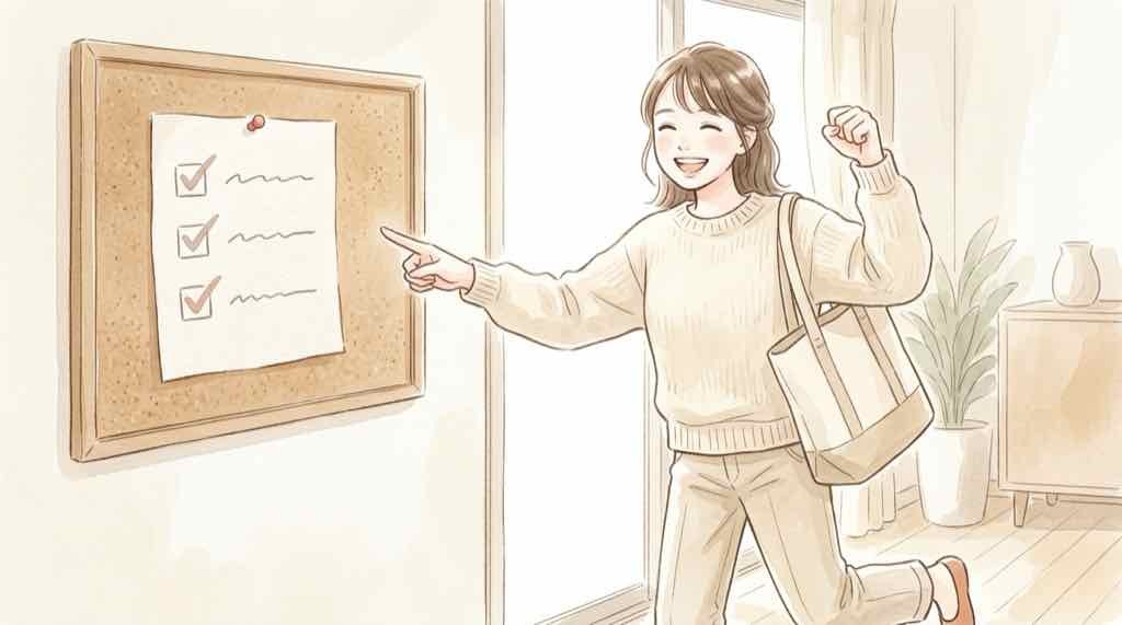 アバハウス情報漏洩のあと今すぐやることを確認する女性のイラスト