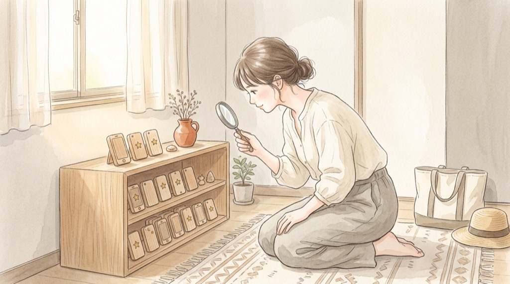 Androidのマイナンバーカード対応機種を調べる、スマホを並べた水彩イラスト
