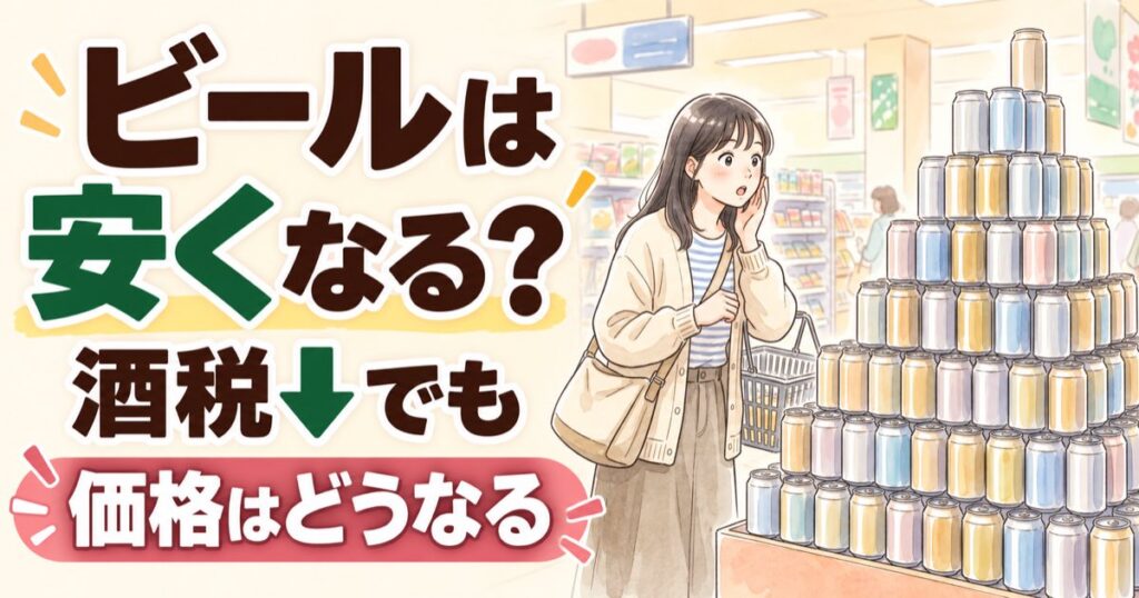 ビール カルテル疑惑と酒税引き下げで値段はどうなるかを表すイメージ