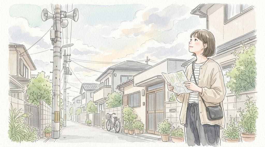 自治体の防災情報を公式サイトや防災アプリで確認する様子