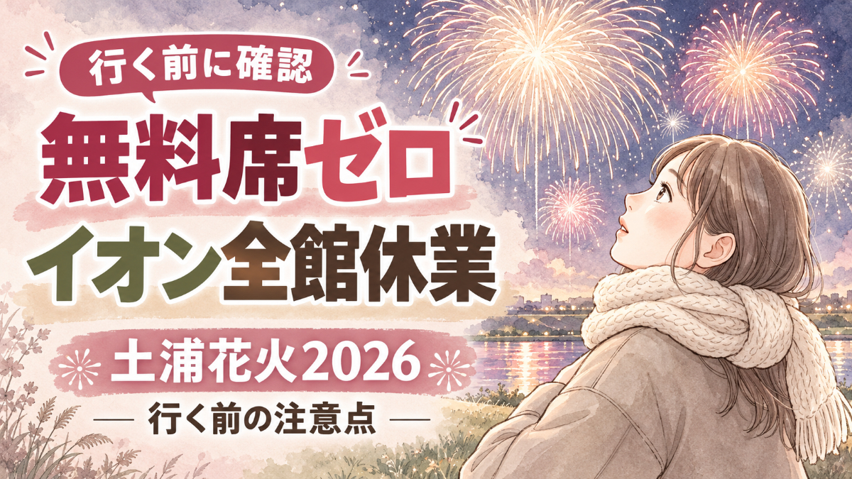 土浦花火大会2026の開催予定日と観覧のポイントを夜空の花火で表した水彩イラスト