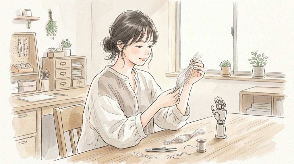 細胞ファイバ技術の原点、人工筋肉や組織づくり研究のイメージ図