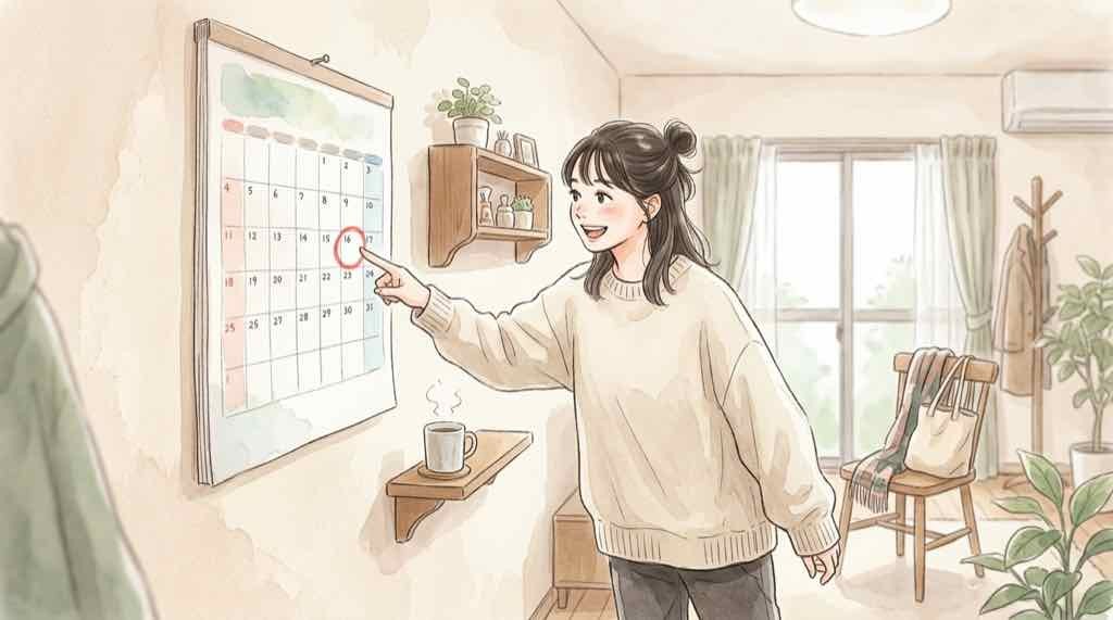 ちいかわクリスマスマーケット 一般販売の日程を確認する様子