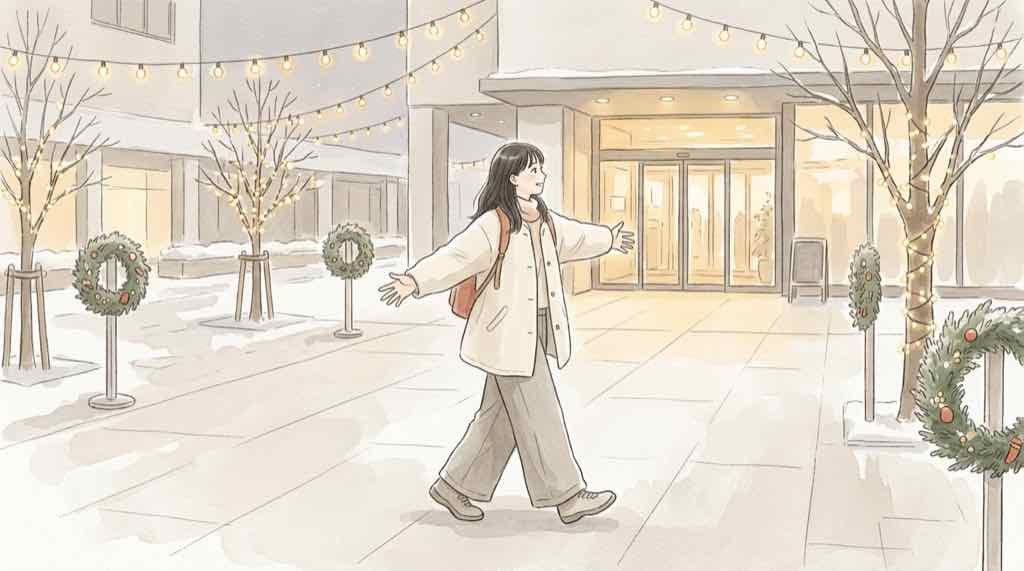 ちいかわパーク クリスマス2026の開催概要を伝える、冬のイベント準備のイラスト