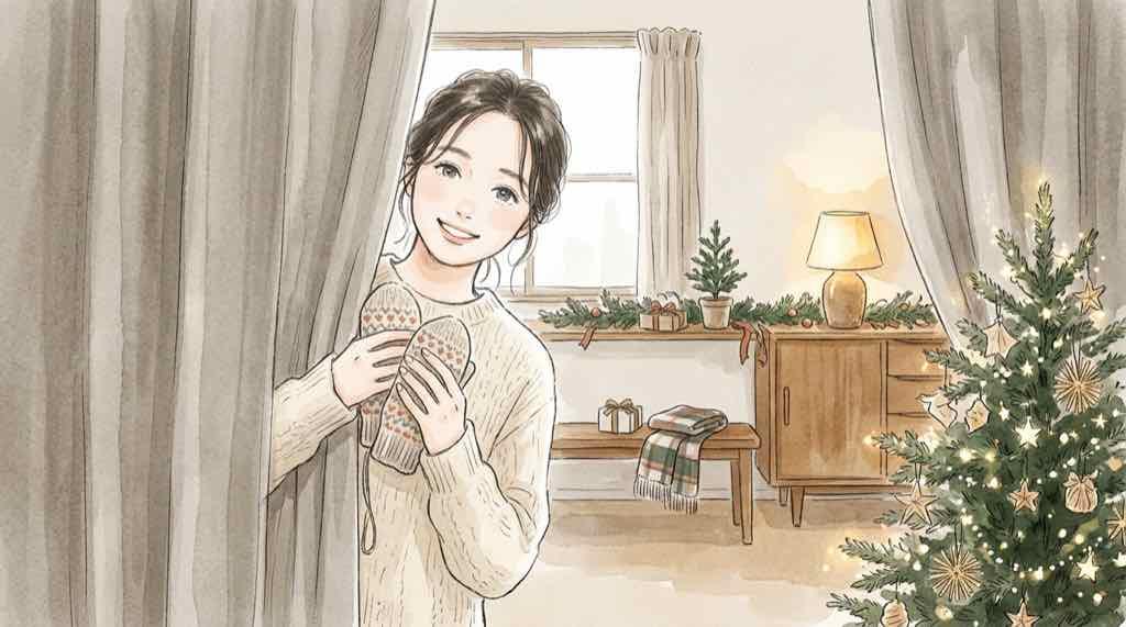 ちいかわパーク クリスマス限定グリーティングを楽しみに待つ冬のイメージイラスト