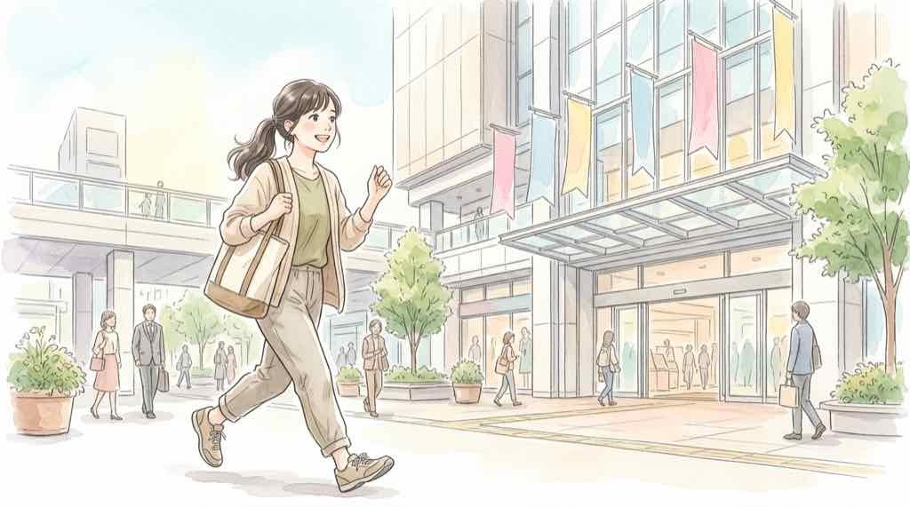 ちいかわパークストア大阪の整理券を調べながら期待に胸をふくらませる女性