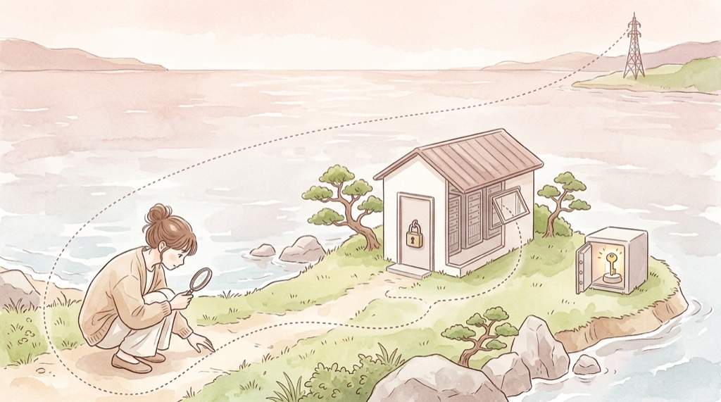 日本国内のサーバーと海外からのリモートアクセスや暗号鍵の関係を示した図解イラスト