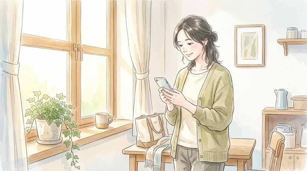 ココナラ情報漏洩の公式連絡をスマホで確認する女性
