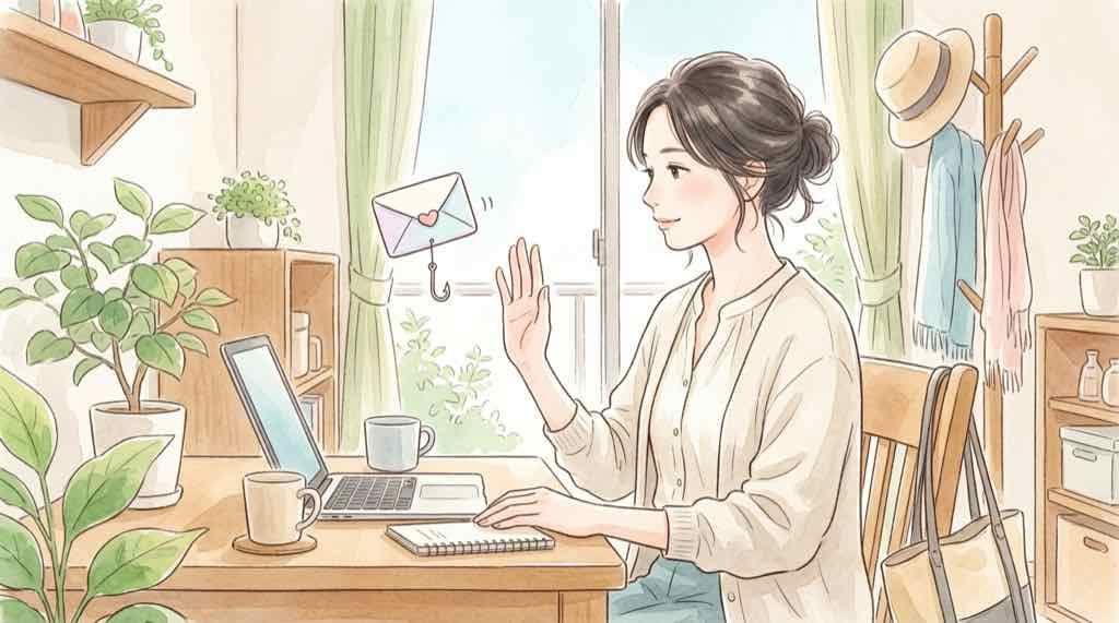 ココナラ情報漏洩に便乗した偽メールを警戒する女性