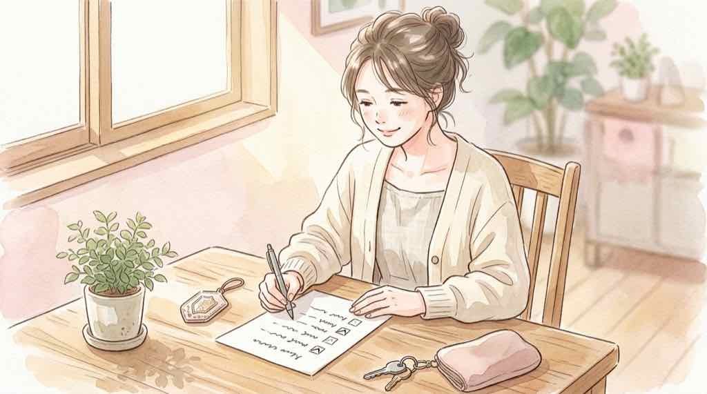 ココナラ情報漏洩後に安全確認のチェックリストを見る女性