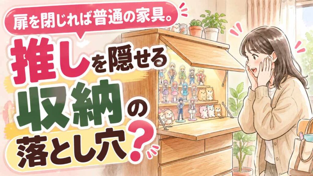 オシテル 口コミが気になる人向けに推しグッズを飾る収納家具の様子