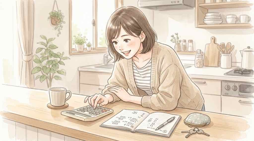 第一興商の情報漏洩の件数を電卓で計算してみる女性のイラスト