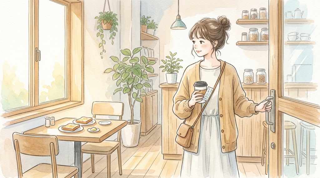 代官山蚤の市2026の整理券を取った後の待ち時間をカフェで過ごす様子