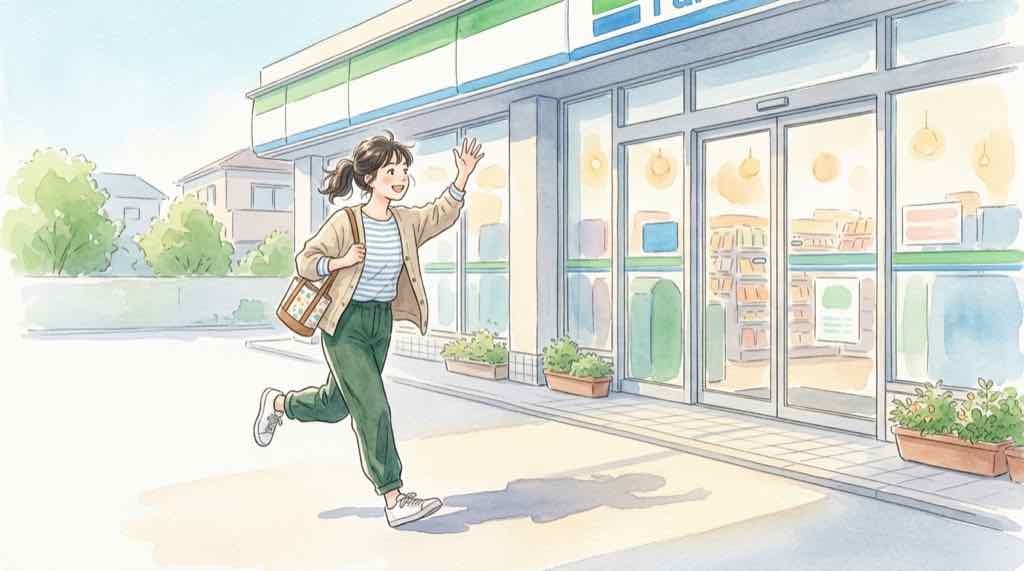 ファミマ サンリオ 何時から?10時発売キーホルダーを探しに行く女性