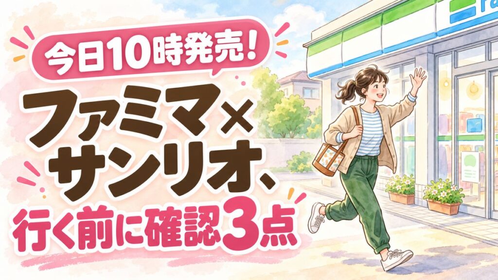 ファミマ サンリオ 何時から?10時発売キーホルダーを探しに行く女性