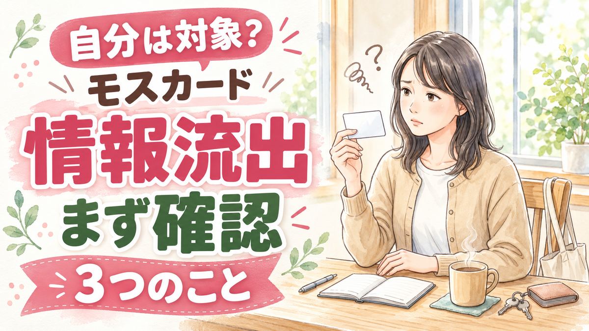 モスカード 情報流出で自分は対象か不安な女性が公式の案内を確認する様子