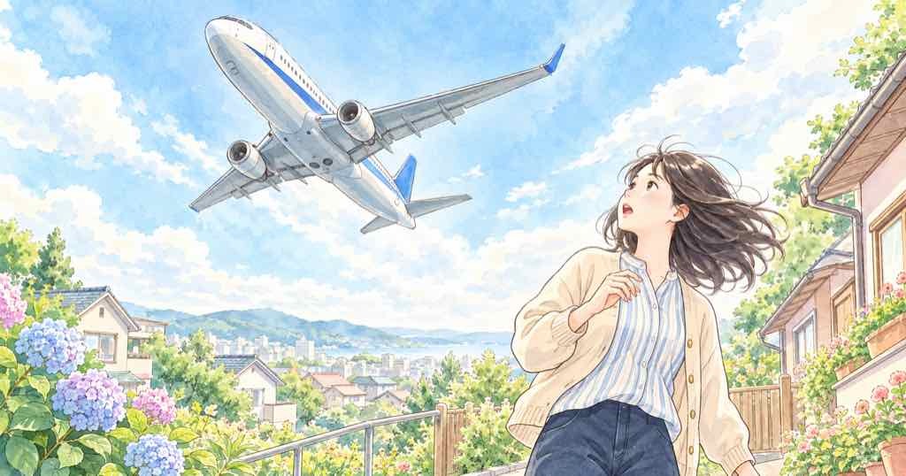 フライドバイ 急降下事案で乗客が操縦桿を引いた場面の水彩イラスト