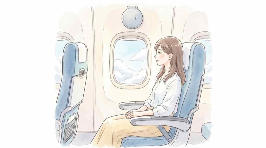 フライドバイ 急降下でも酸素マスクが出ない仕組みの水彩イラスト