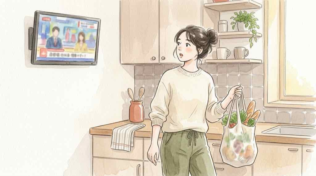 冷凍ブロッコリーの報道が話題になった理由をニュースで確認する様子