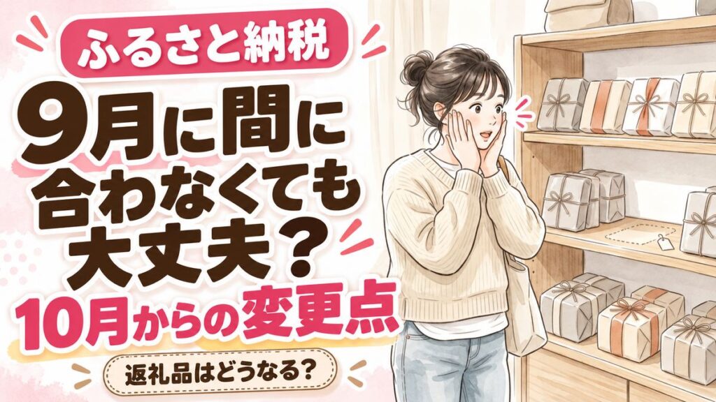 ふるさと納税 10月から何が変わるのかを解説するアイキャッチイラスト