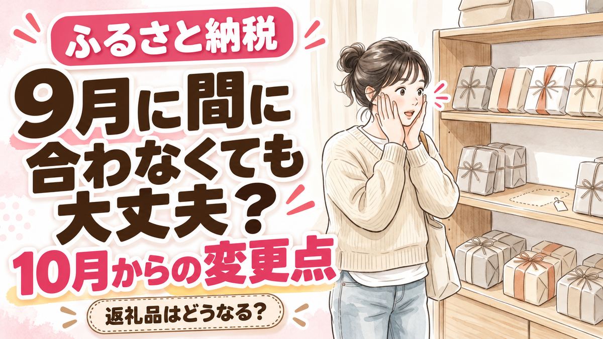 ふるさと納税 10月から何が変わるのかを解説するアイキャッチイラスト