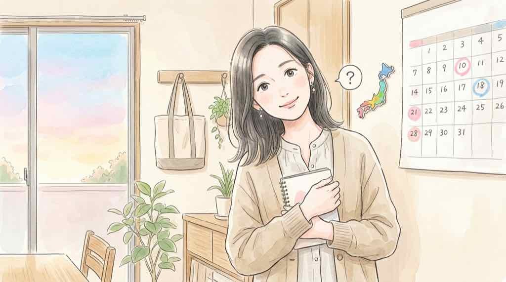 日本での提供状況を調べる女性とカレンダー