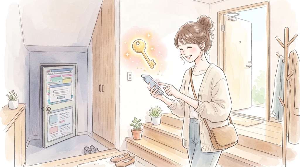 Gmail パスキーでアカウントを守るイメージのイラスト
