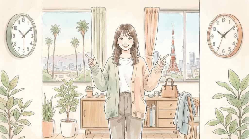 グラミー賞2027ノミネート発表の日本時間を示す時計とカレンダーのイラスト