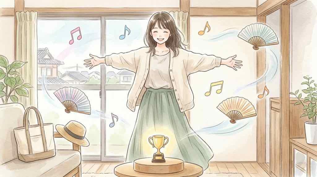 グラミー賞新設のアジアン・ポップ部門を象徴するアジアの音楽とトロフィーのイラスト