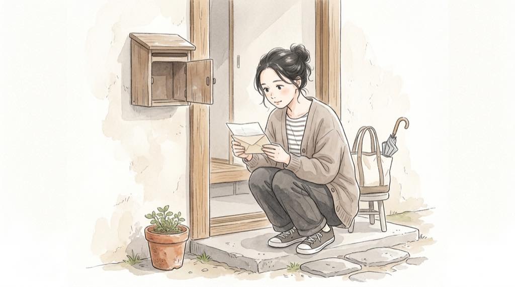 Gyazo情報漏洩で自分は対象かメールと画面で確認する女性のイラスト