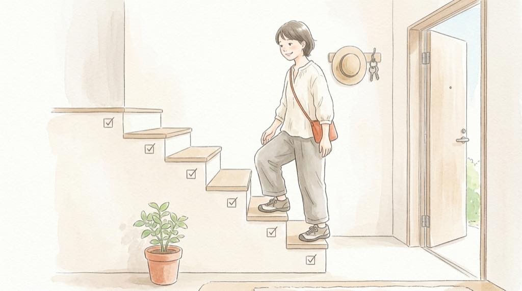 Gyazo情報漏洩で利用者が今やるべき対策を順番に進める女性のイラスト