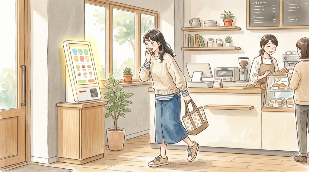 HANA マック BLOOM SETの頼み方|有人レジ不可で注文方法を確認する女性