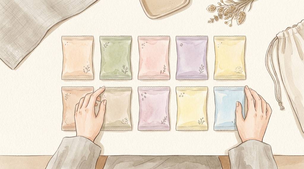 ハッピーセットUSJ全10種類の一覧。第1弾5種類と第2弾5種類を並べた水彩イラスト