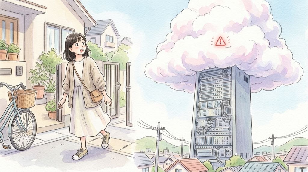 IDCFクラウド障害の影響と対処をまとめた女性のイラスト