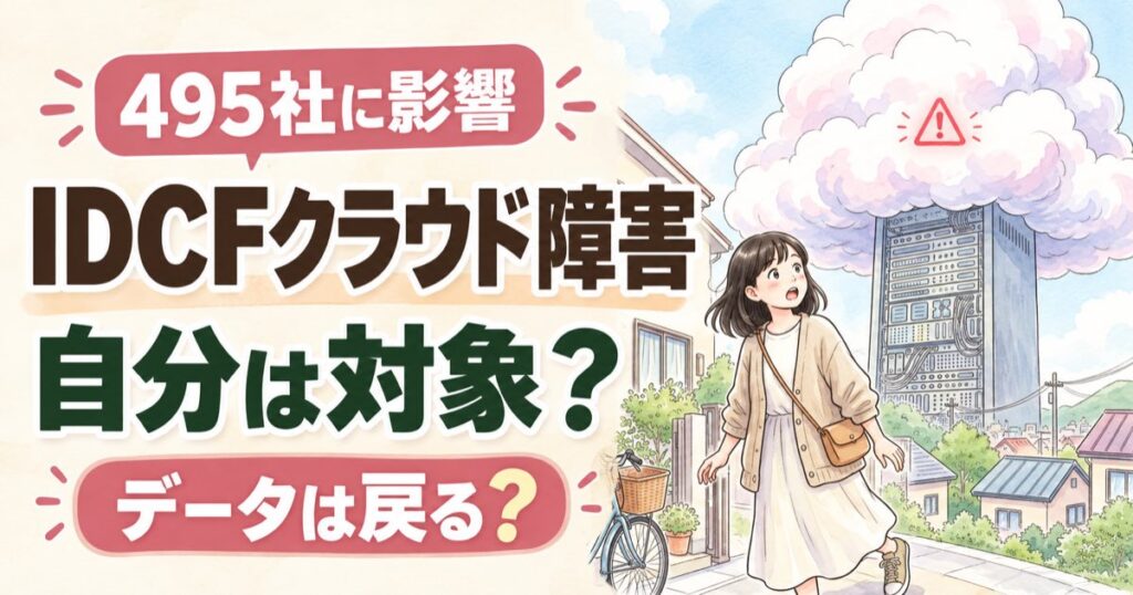 IDCFクラウド障害の影響と対処をまとめた女性のイラスト