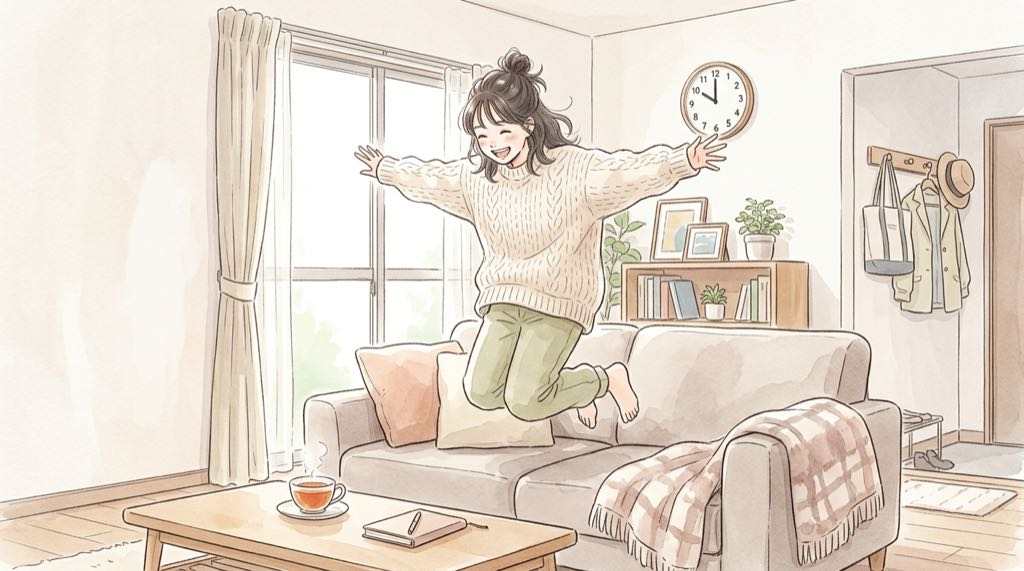 ポリティカルパン 何時から始まるか今夜22時のドラマを楽しみにするイラスト