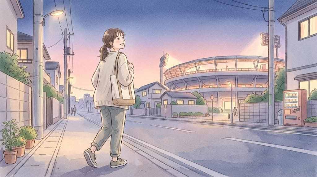 日本代表ブラジル戦の現地観戦と当日の準備を段取りする女性のイラスト