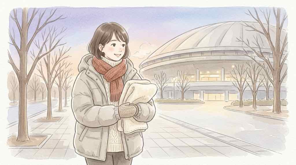 ジョンハン ジョシュア ベルーナドームの11月に備えるコートとブランケットの水彩イラスト