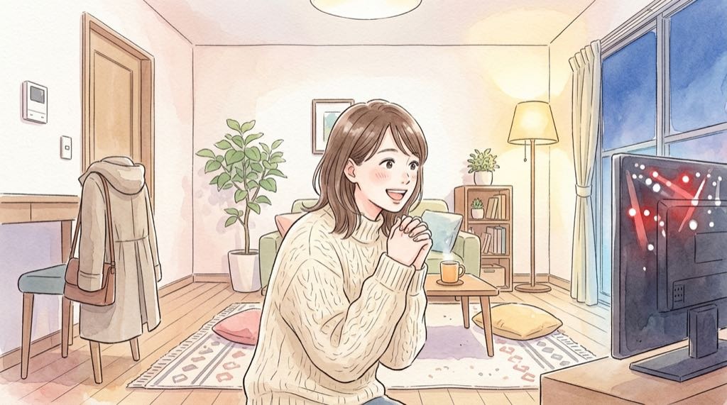 紅白歌合戦2026の出演者発表を楽しみに待つ女性のイメージ