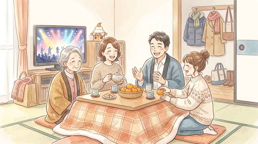紅白歌合戦2026を家族みんなで見る大みそかのイメージ