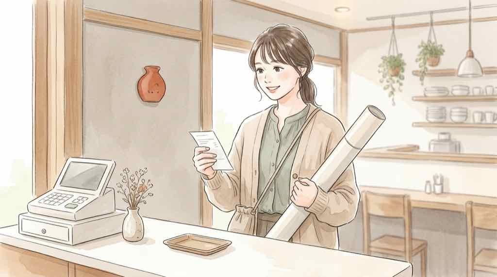 くら寿司 にじさんじの2500円特典をレジ前で受け取る女性