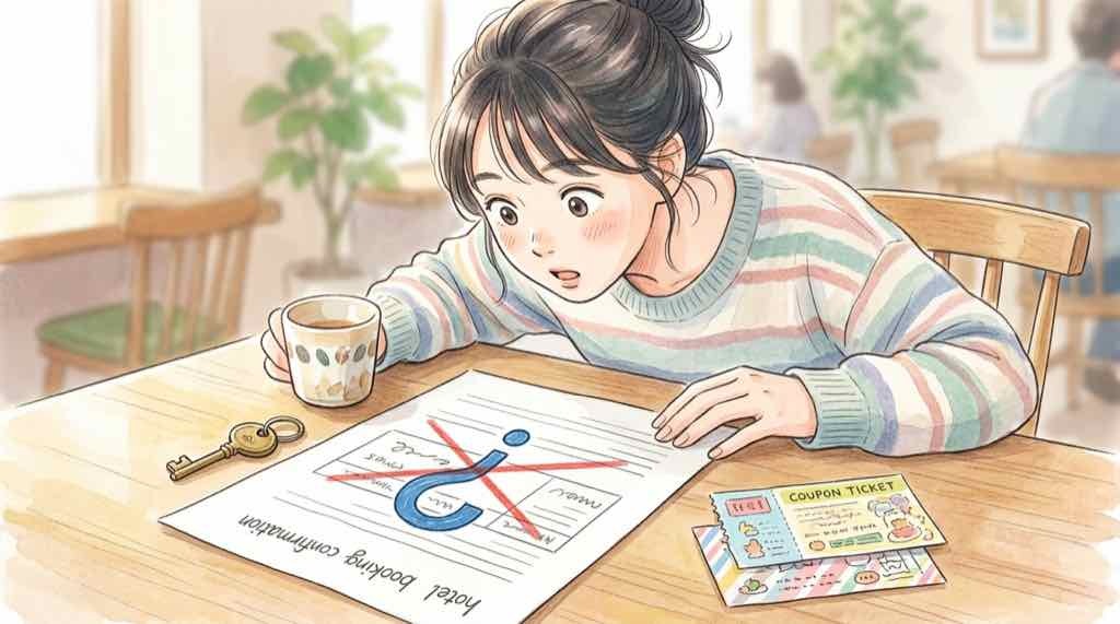 九州ふっこう割 予約したのに割引されない時の確認ポイントを調べて驚く女性