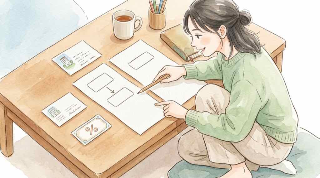 九州ふっこう割 予約後にクーポンを別取得する2段階の流れを見比べる女性