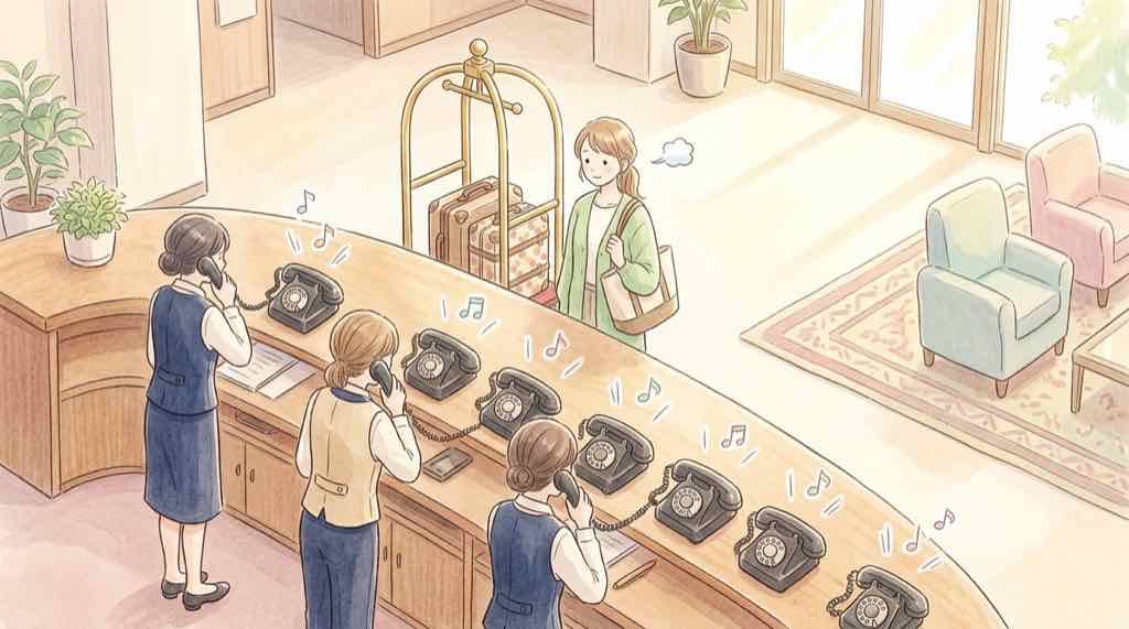 九州ふっこう割 長崎のホテルで電話が鳴りやまないフロントの様子