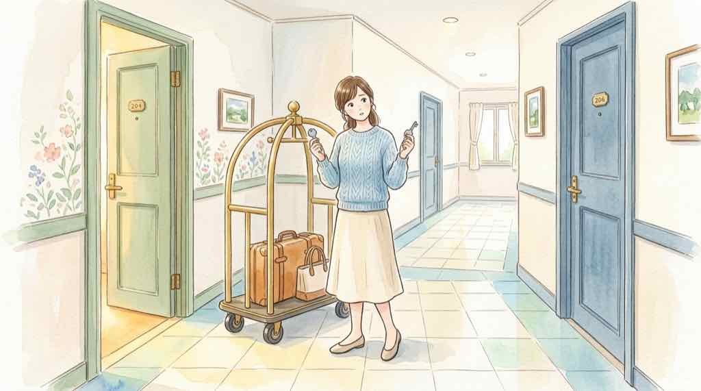 九州ふっこう割 予約の取り直しで部屋を失うリスクを悩んで考える女性