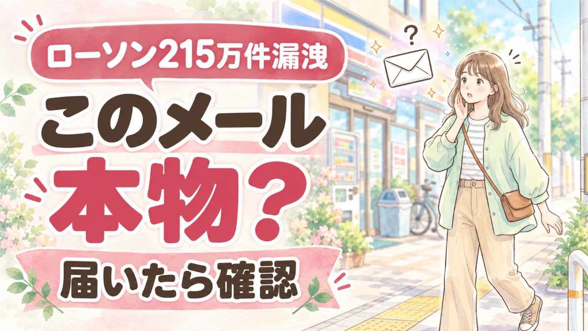 ローソン情報漏洩で自分は対象か、届いたメールが本物か確認する方法を調べる女性