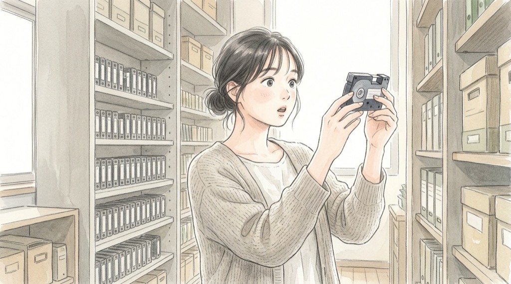 磁気テープ AI 復活の理由を伝える、データセンターに並ぶテープカートリッジのイラスト
