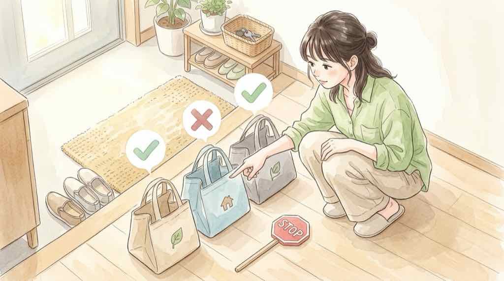 ポイントが貯まらない対象外のケースを指さし確認する女性のイラスト